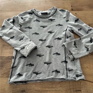 Romy & Aksel Gray Long Sleeve Kids Shirt Black cars Pattern size 8